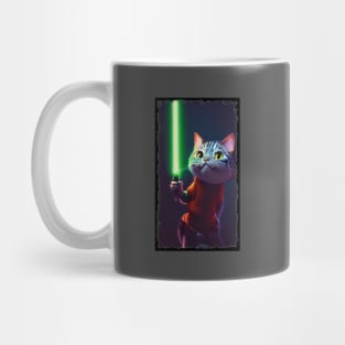 Fun Cat Print ~ AI Art ~ Fantasy Cat ~ Sci-fi Cat ~ Cats with Lightsabers Mug